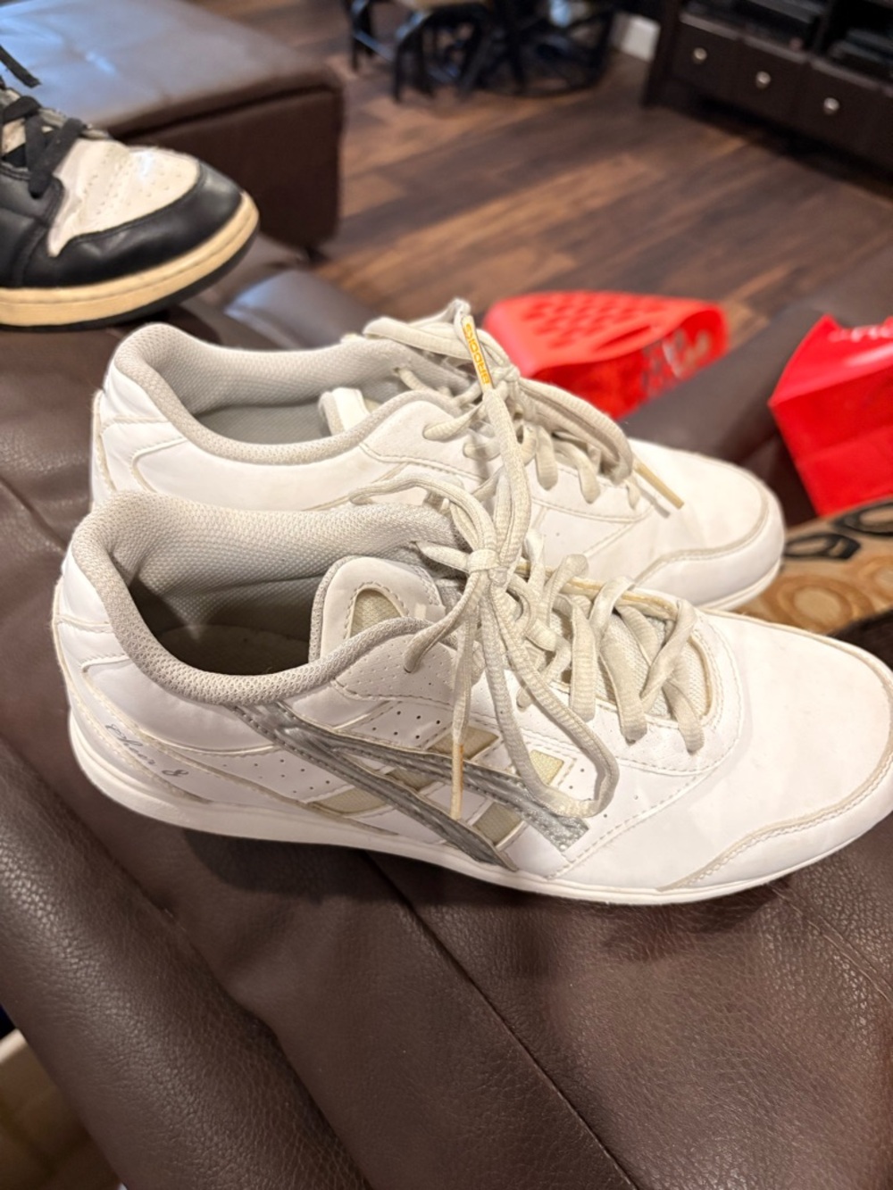 Asics White Athletic Sneakers with Silver Accents
